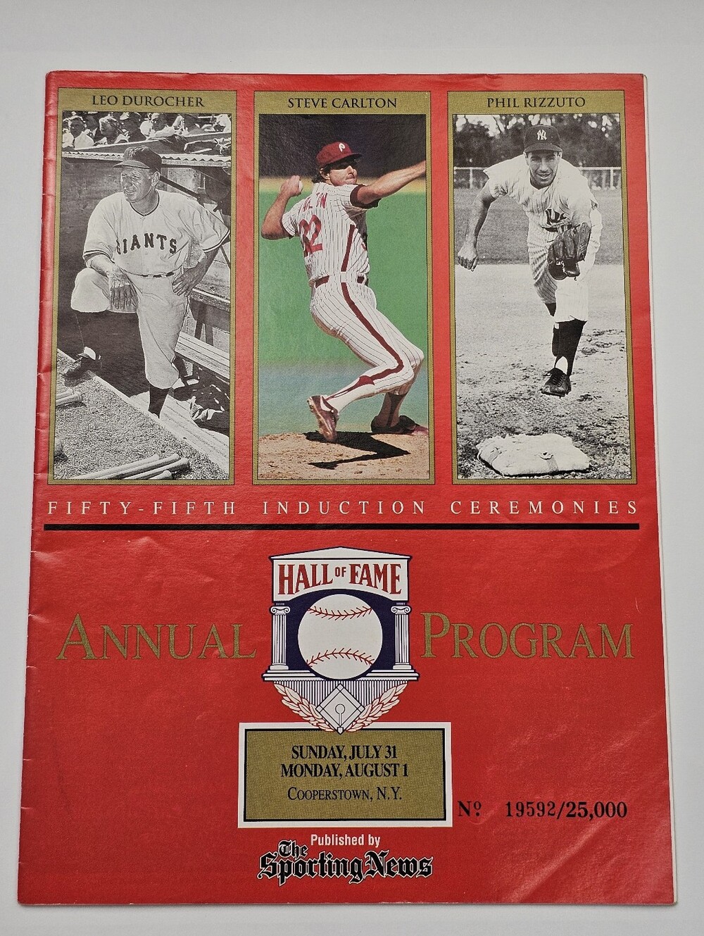 1994 Baseball Hall of Fame 55th Anniversary Program Steve Carlton, Leo Durocher